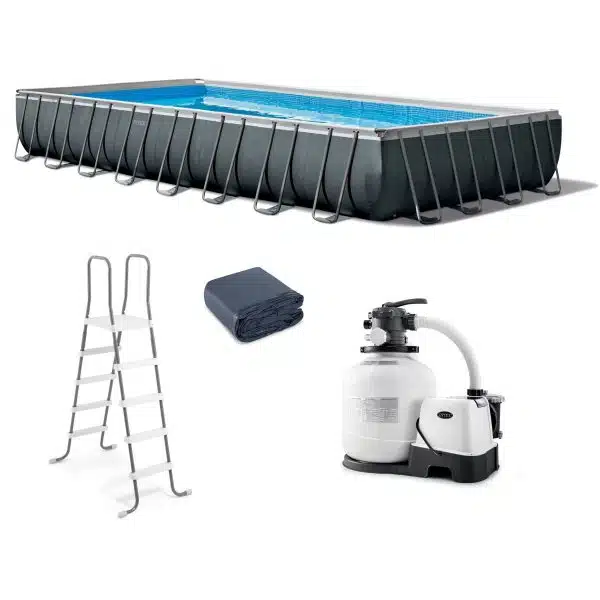 Intex 18′ x 9′ x 52″ Ultra XTR™ Rectangular Frame Pool Set with Sand Filter Pump