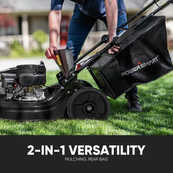 PowerSmart Self Propelled Gas Lawn Mower 22-inch with 170cc 4-Cycle OHV Engine RWD Single-Speed 2-in-1 Mulch and Bagger - Image 5
