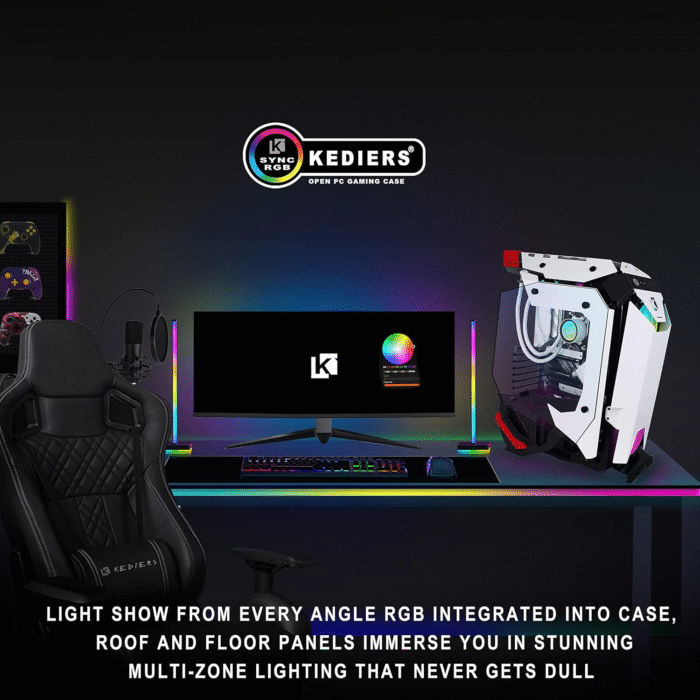 KEDIERS C650 Mech PC Case - ATX Tower Gaming Computer Case with Tempered Glass,White Visit the KEDIERS Store - Image 7