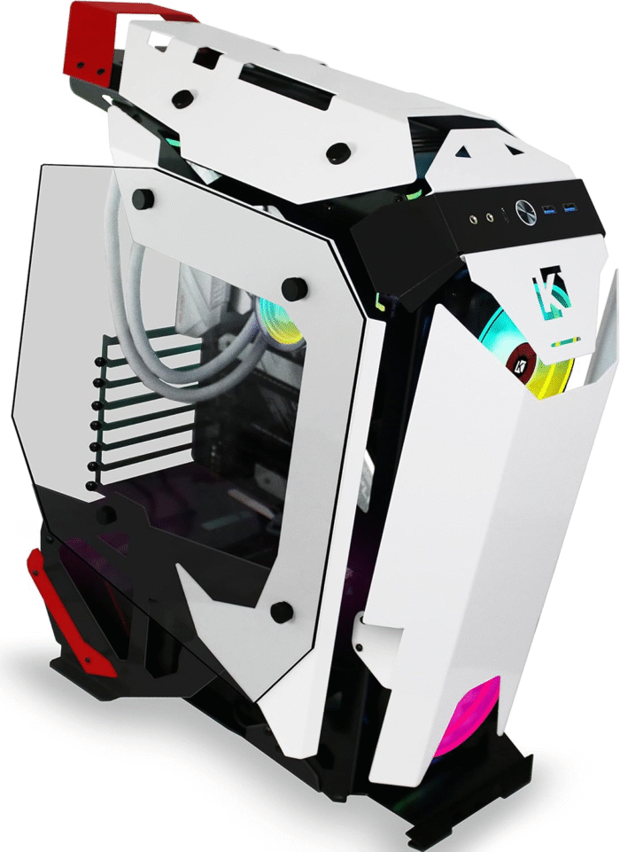 KEDIERS C650 Mech PC Case - ATX Tower Gaming Computer Case with Tempered Glass,White Visit the KEDIERS Store - Image 4