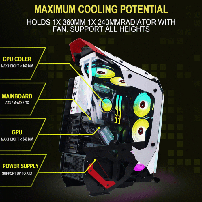 KEDIERS C650 Mech PC Case - ATX Tower Gaming Computer Case with Tempered Glass,White Visit the KEDIERS Store - Image 3