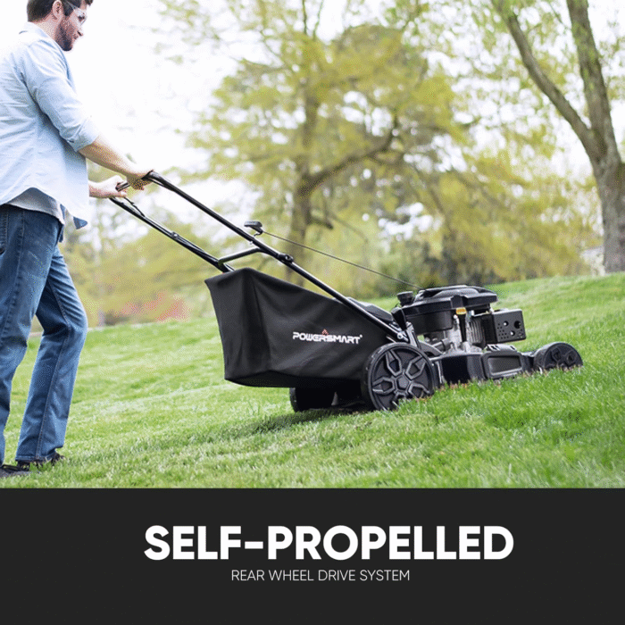PowerSmart Self Propelled Gas Lawn Mower 22-inch with 170cc 4-Cycle OHV Engine RWD Single-Speed 2-in-1 Mulch and Bagger - Image 3