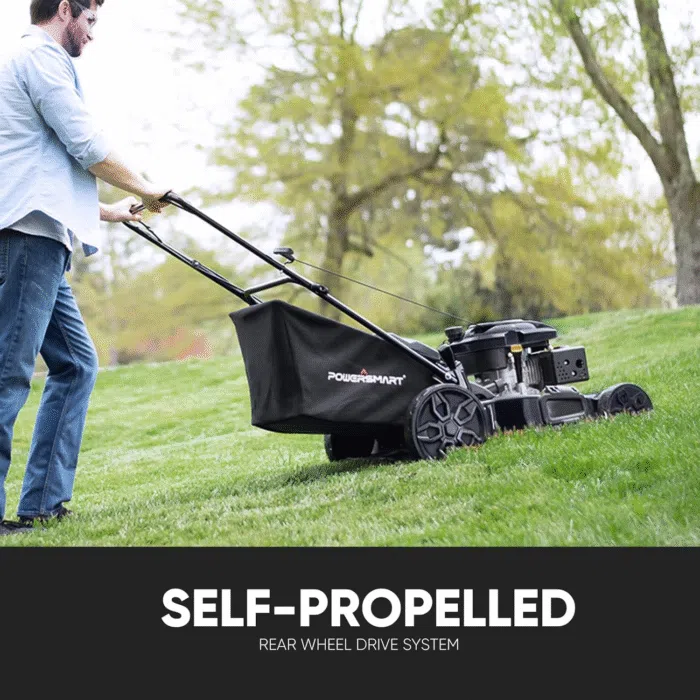 PowerSmart Self Propelled Gas Lawn Mower 22-inch with 170cc 4-Cycle OHV Engine RWD Single-Speed 2-in-1 Mulch and Bagger - Image 3