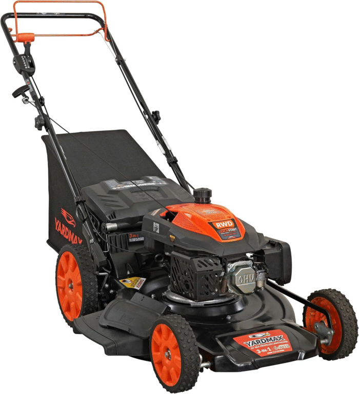 YARDMAX 22 in. 201cc Select PACE 6 Speed CVT High Wheel RWD 3-in-1 Gas Walk Behind Self Propelled Lawn Mower, Black - Image 9