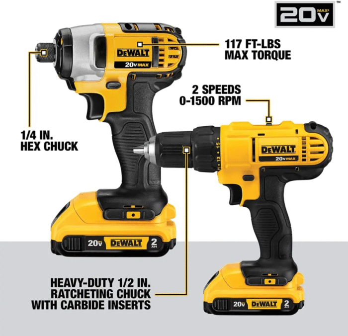 DEWALT 20V Max Cordless Drill Combo Kit, 10-Tool (DCK1020D2) - Image 2