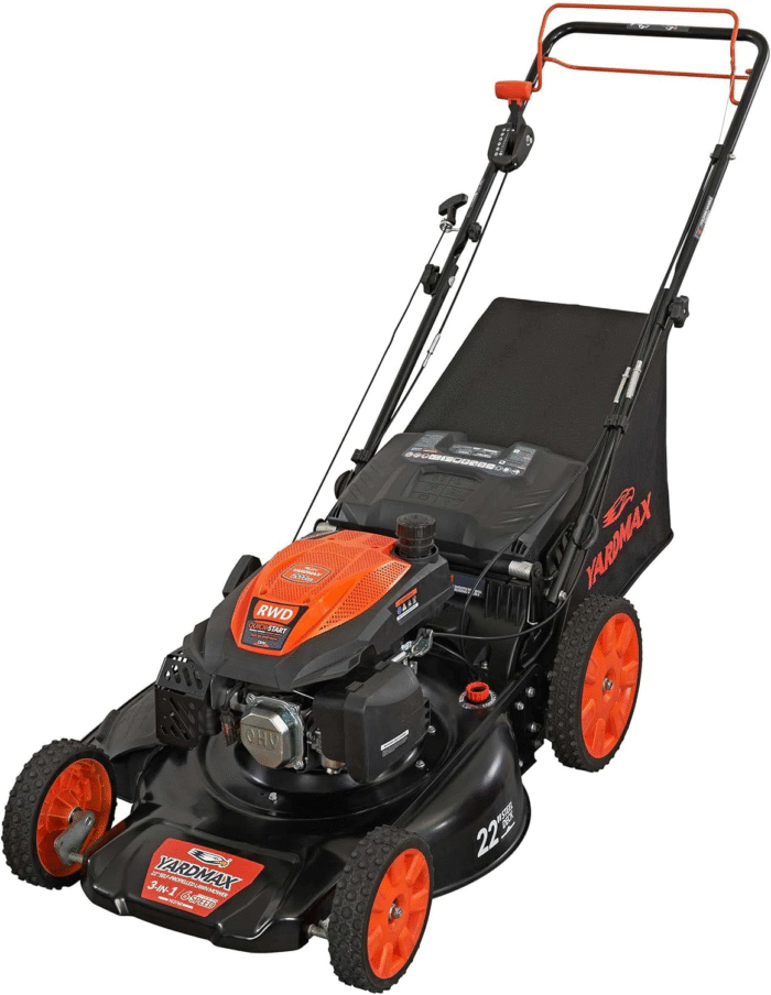 YARDMAX 22 in. 201cc Select PACE 6 Speed CVT High Wheel RWD 3-in-1 Gas Walk Behind Self Propelled Lawn Mower, Black - Image 8
