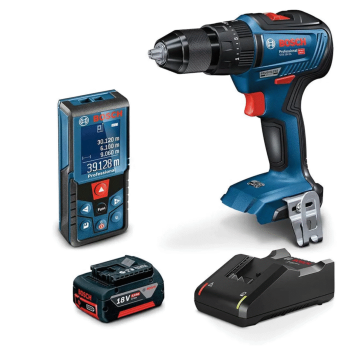 BOSCH 18V Brushless Hammer Drill & 40m Laser Distance Measurer 1 x 5.0Ah Combo Kit 0615990M5C - Image 1