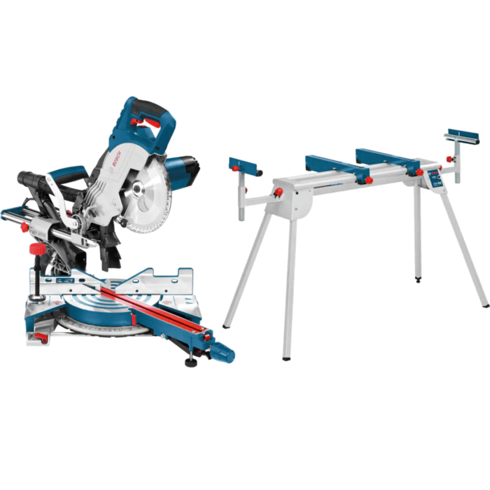 Bosch Professional GT GCM 8 SJL + GTA 2600 Professional Frame Radial Miter Saw, Blue - Image 1